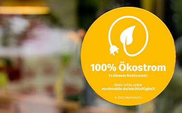 Siegel zu 100 % Ökostrom in allen Restaurants