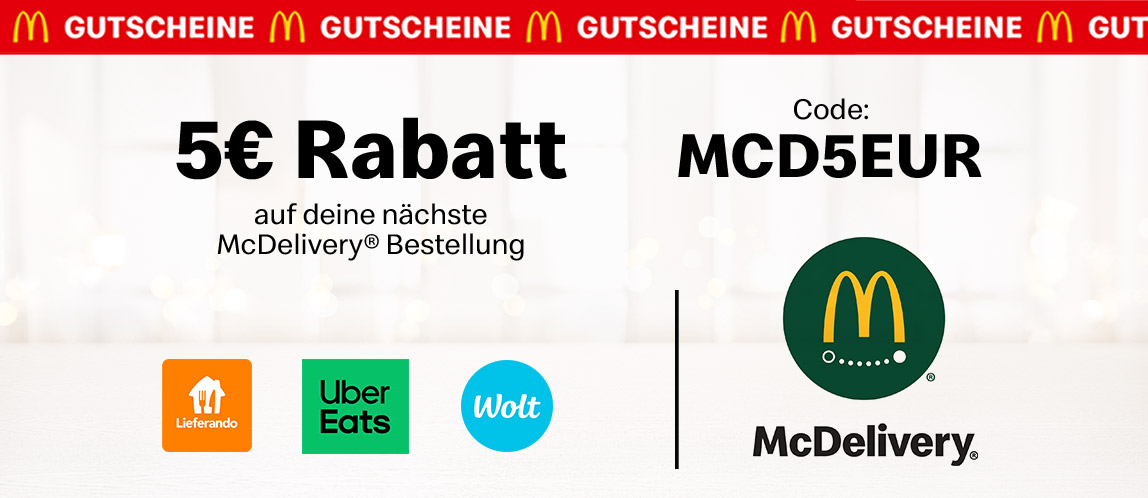 Auf dem Bild befindet sich das aktuelle Gutscheinheft mit der Überschrift „Jetzt BIG sparen!“. Daneben ein Smartphone mit dem My McDonald’s-Logo und ein McDelivery® Roller.