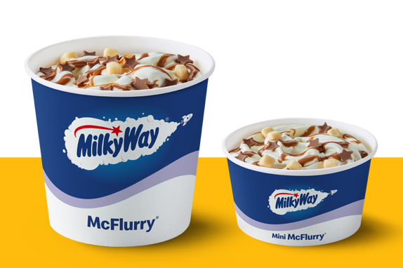 Milky Way® McFlurry® on a yellow shelf