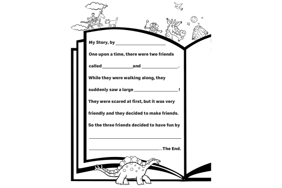 You Choose My Story book in black and white with characters circulated around