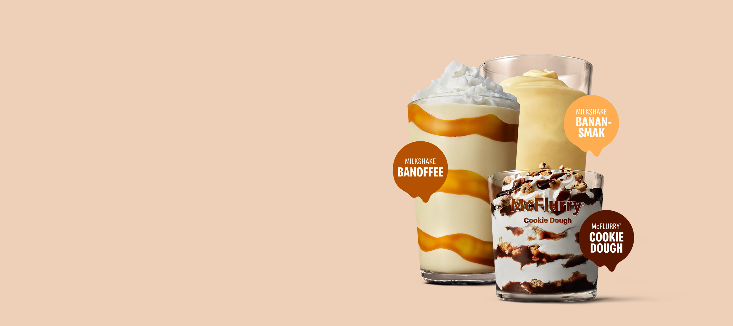 Desserter Shakes och McFlurry Cookie Dough