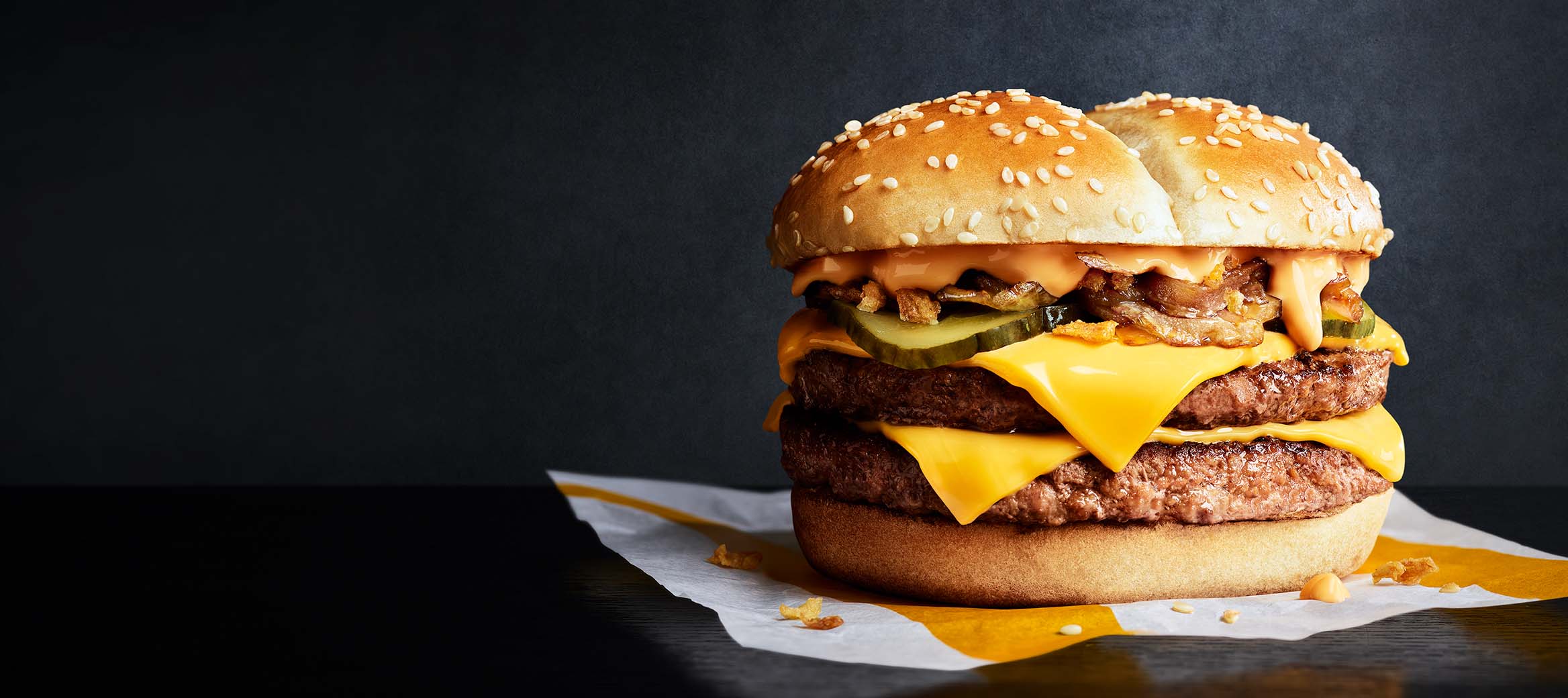 Philly Cheese Stack with a black background.