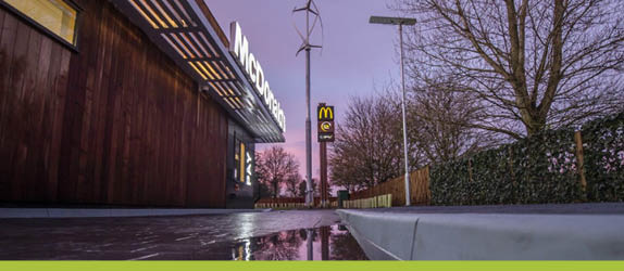 McDonald's restaurant exterior side-on.