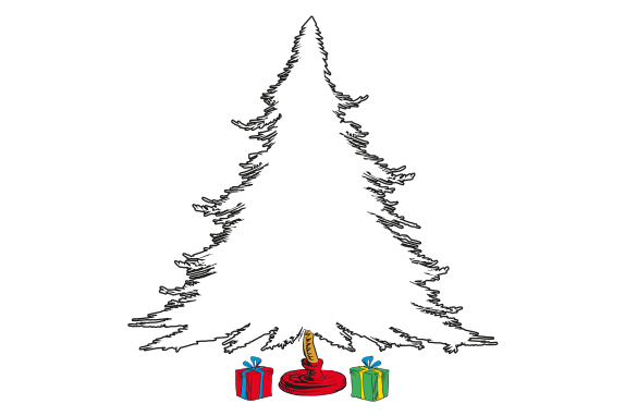 An outline of a Christmas tree on a white background