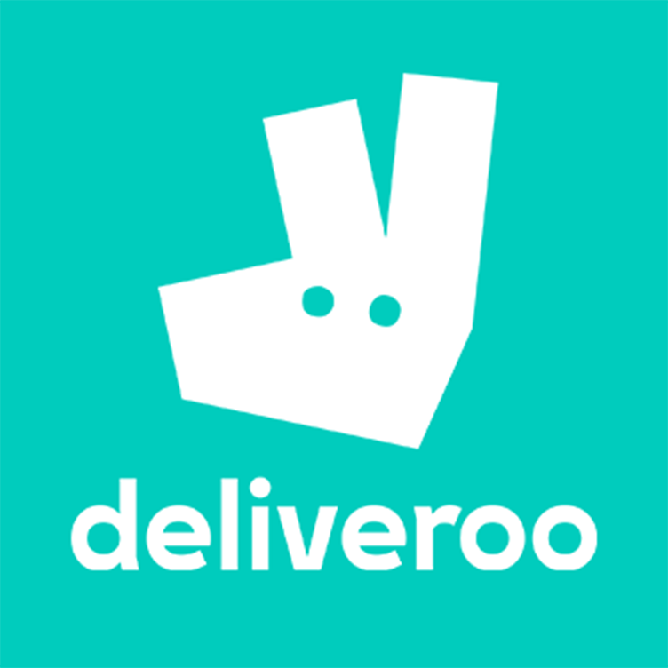 Deliveroo logo on a light blue background.