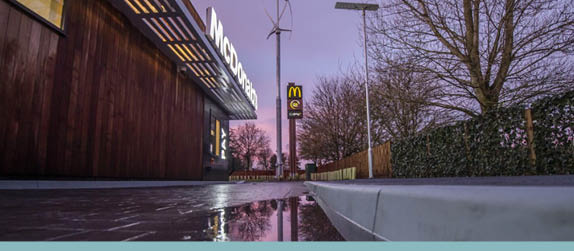 Photograph of McDonald's restaurant with self service screens. 