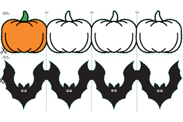 Pumpkin and bat paper chains.