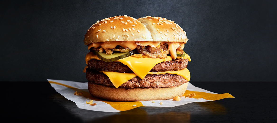 Philly Cheese Stack with a black background.