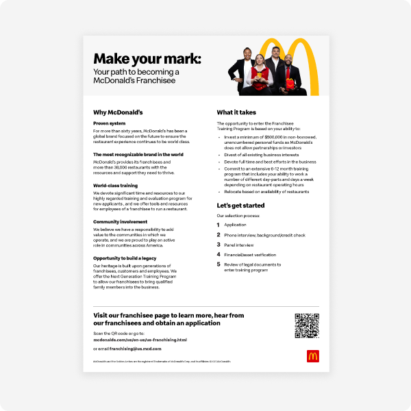 Make your Mark: Your path to becoming a McDonald’s franchisee.